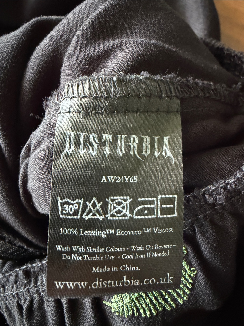 Disturbia Osmunda Fern Embroidered Mini Skater Dress US 10 Black Green Goth - Picture 8 of 15